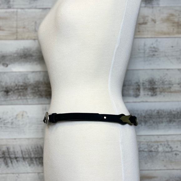Anthropologie Vintage Black Suede Belt Green Braided Size S M Silver Buckle - Picture 3 of 8